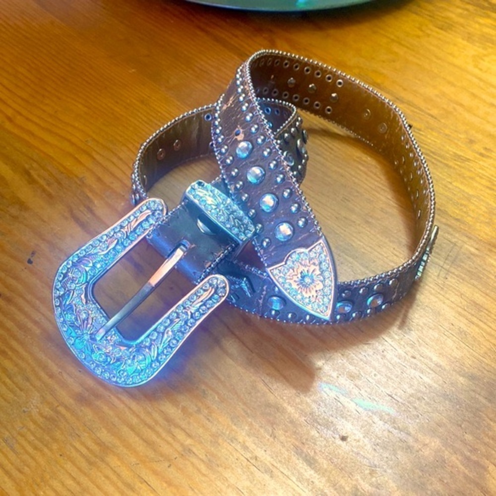 Nocona Jewel Western Girls Leather Belt with Horses